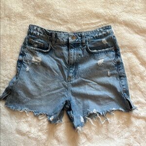 Zara Blue Distressed Jean Shorts Cut-Off Style
